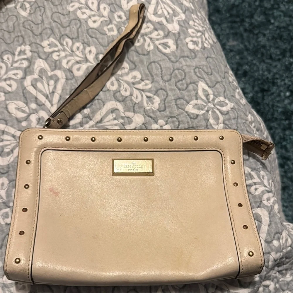 Kate Spade Cream Studded Wristlet Clutch